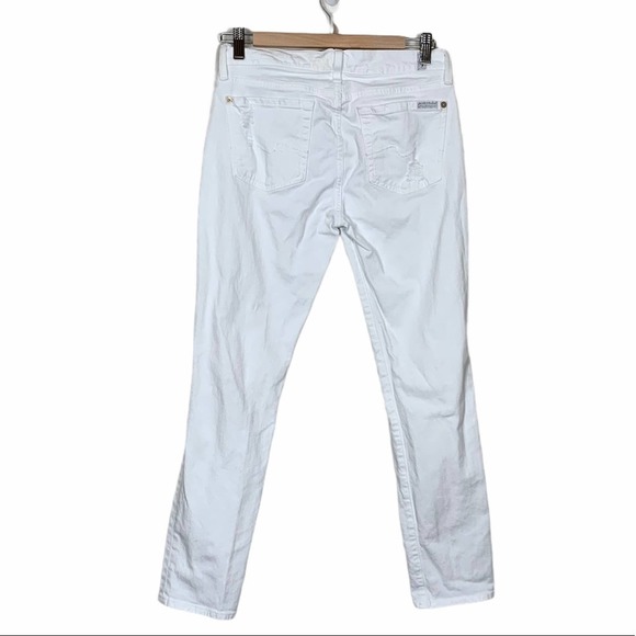 7 For All Mankind White Distressed Jeans Sz 25 - Picture 2 of 10
